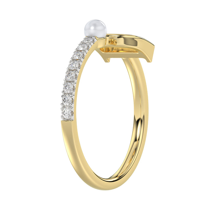 LADIES RING 0.10CT ROUND/PEARL DIAMOND 10K YELLOW GOLD