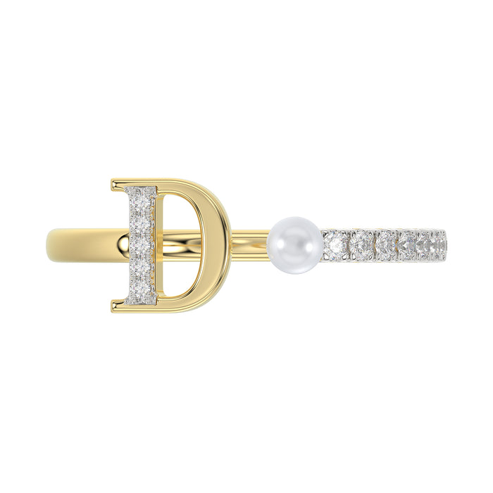 LADIES RING 0.10CT ROUND/PEARL DIAMOND 10K YELLOW GOLD