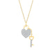 10K YELLOW GOLD LADIES HEART-SHAPED LOCK AND KEY PENDANT FEATURING 0.25CT ROUND DIAMOND, CHAIN INCLUDED