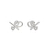 Elegant 10K White Gold Ladies Earrings Featuring A Clustered Heart Design With Twisted Detailing And 0.10 Ct Round Diamonds. Romantic Fine Jewelry For