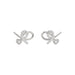 Elegant 10K White Gold Ladies Earrings Featuring A Clustered Heart Design With Twisted Detailing And 0.10 Ct Round Diamonds. Romantic Fine Jewelry For