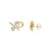 Elegant 10K Yellow Gold Ladies Earrings Featuring A Clustered Heart Design With Twisted Detailing And 0.10 Ct Round Diamonds. Romantic Fine Jewelry Fo