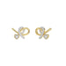 Elegant 10K Yellow Gold Ladies Earrings Featuring A Clustered Heart Design With Twisted Detailing And 0.10 Ct Round Diamonds. Romantic Fine Jewelry Fo