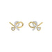 Elegant 10K Yellow Gold Ladies Earrings Featuring A Clustered Heart Design With Twisted Detailing And 0.10 Ct Round Diamonds. Romantic Fine Jewelry Fo