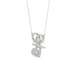 Stylish 10K White Gold 0.15Ct Ladies Necklace Featuring Intertwined Double Hearts And Diamond Accents. A Delicate And Elegant Fine Jewelry