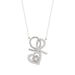 Stylish 10K White Gold 0.15Ct Ladies Necklace Featuring Intertwined Double Hearts And Diamond Accents. A Delicate And Elegant Fine Jewelry
