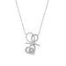 10K WHITE GOLD DOUBLE HEART FASHION PENDANT WITH CHAIN FOR LADIES 0.15CT ROUND DIAMOND
