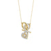 Stylish 10K Yellow Gold 0.15Ct Ladies Necklace Featuring Intertwined Double Hearts And Diamond Accents. A Delicate And Elegant Fine Jewelry