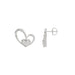 Elegant 10K White Gold Fashion Earrings Featuring A Double Heart Design With 0.15 Ct Round Diamonds. A Romantic And Stylish Ladies Jewelry