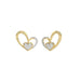 Elegant 10K Yellow Gold Fashion Earrings Featuring A Double Heart Design With 0.15 Ct Round Diamonds. A Romantic And Stylish Ladies Jewelry