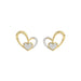 Elegant 10K Yellow Gold Fashion Earrings Featuring A Double Heart Design With 0.15 Ct Round Diamonds. A Romantic And Stylish Ladies Jewelry