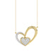Elegant 10K Yellow Gold Fashion Pendant Featuring A Double Heart Design With 0.15 Ct Round Diamonds. A Romantic And Stylish Ladies Jewelry
