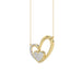 Elegant 10K Yellow Gold Fashion Pendant Featuring A Double Heart Design With 0.15 Ct Round Diamonds. A Romantic And Stylish Ladies Jewelry