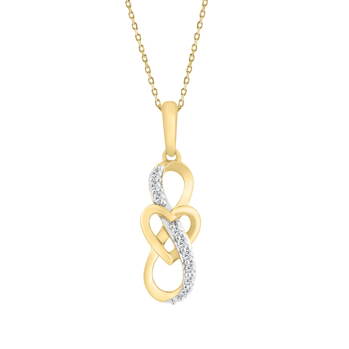 ELEGANCE�10K YELLOW GOLD 0.10CT ROUND DIAMOND LADIES FASHION PENDANT WITH CHAIN