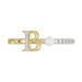 Stylish 10K Yellow Gold Ladies Ring Featuring Letter “B”, Luminous Pearl, And Round Diamond Accents. A Delicate 0.10Ct Fine Jewelry Piece.