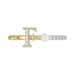 Women’S 10K Yellow Gold Letter “F” Diamond & Pearl Ring 0.10Ct Round Diamond Fine Jewelry