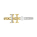 Stylish 10K Yellow Gold Ladies Ring Featuring Letter “H”, Luminous Pearl, And Round Diamond Accents. A Delicate 0.10Ct Fine Jewelry Piece.
