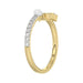 Stylish 10K Yellow Gold Ladies Ring Featuring Letter “P”, Luminous Pearl, And Round Diamond Accents. A Delicate 0.10Ct Fine Jewelry Piece.