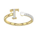 Women�S 10K Yellow Gold Letter �T� Diamond & Pearl Ring 0.10Ct Round Diamond Fine Jewelry