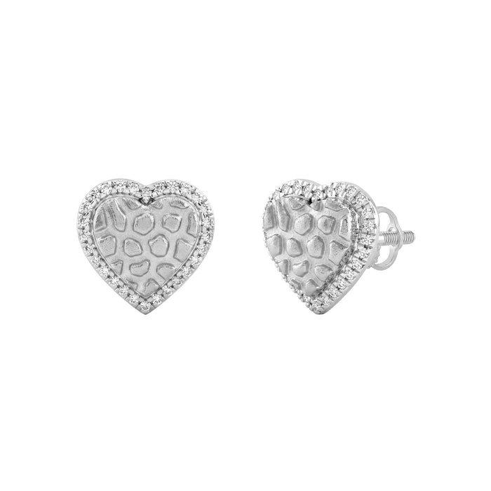 0.10 Ct Round Diamond Heart Stud Earrings For Women Yellow Gold Finish Halo Nugget Domed Design Jewelry Gift