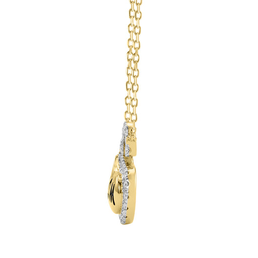 Elegant 10K Yellow Gold Ladies Heart Shape Diamond Necklace 0.20Ct Round Diamond Mother’S Day Gift