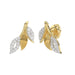 Elegant 10K Yellow Gold Petal Swag Stud Earrings From Emori Featuring 0.25 Ct Round Diamonds. A Sparkling And Feminine Fine Jewelry Design For Women.
