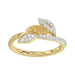 Stylish 10K Yellow Gold Emori Ring Featuring Petal Swag Design With 0.20 Ct Round Diamonds. A Graceful And Elegant Jewelry Piece For Women.