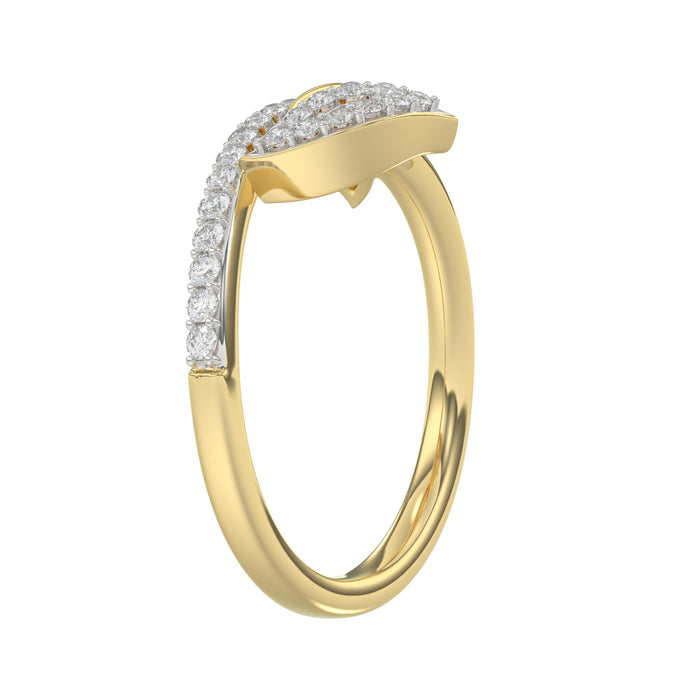 Stylish 10K Yellow Gold Emori Ring Featuring Petal Swag Design With 0.20 Ct Round Diamonds. A Graceful And Elegant Jewelry Piece For Women.