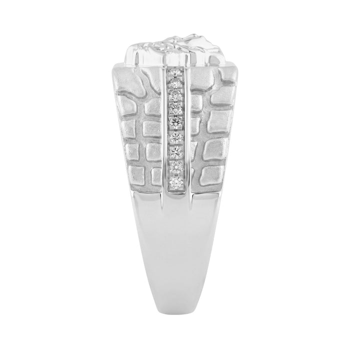 Classic Men’S Diamond Ring In Sterling Silver 0.10Ct Round Diamond Jewelry