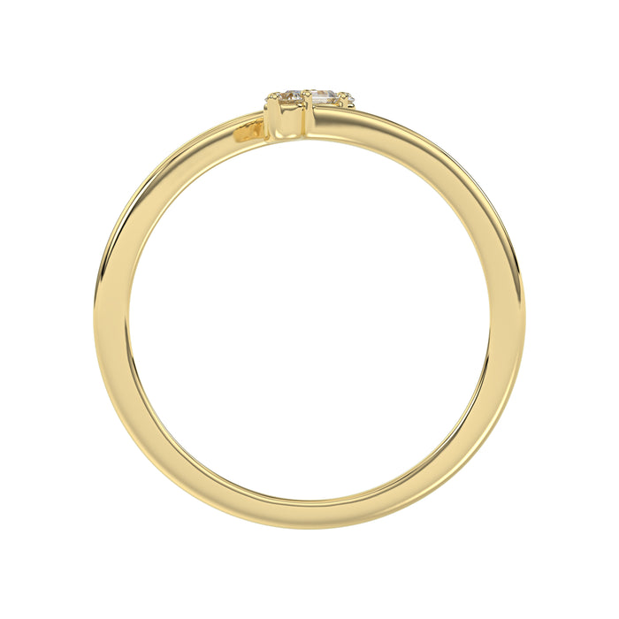 10K Yellow Gold 0.10Ct Diamond Ring Featuring Round And Baguette Accents. A Simple Yet Sophisticated Ladies Fine Jewelry
