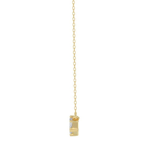 Luxury 10K Yellow Gold Ladies Necklace With Sparkling Round And Baguette Diamonds. A Refined 0.15 Ct Jewelry Design For Her.