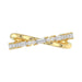 Elegant 10K Yellow Gold Ladies Crossover Ring Featuring Alternating Round And Baguette Diamonds 0.20 Ct. A Modern Fine Jewelry Design For Women.