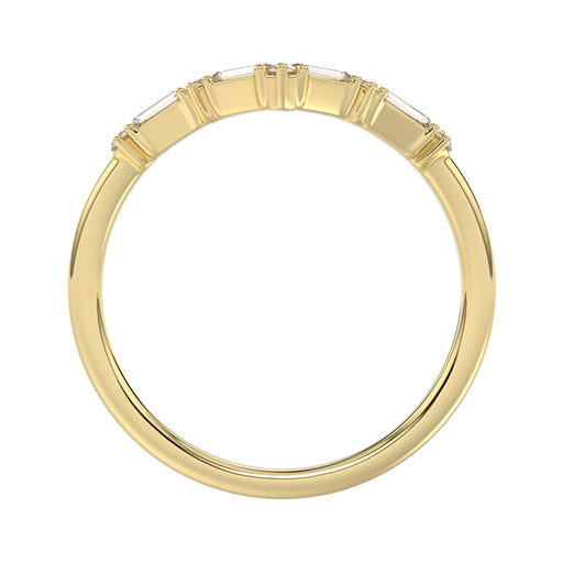 10K Yellow Gold 0.16Ct Ladies Fashion Ring Featuring Sparkling Round And Baguette Diamonds. A Timeless And Elegant Jewelry Piece Designed For Daily We