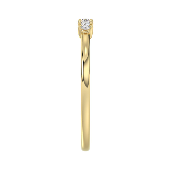 Ladies 10K Yellow Gold Diamond Fashion Ring 0.16 Ct Round & Baguette Diamond Jewelry