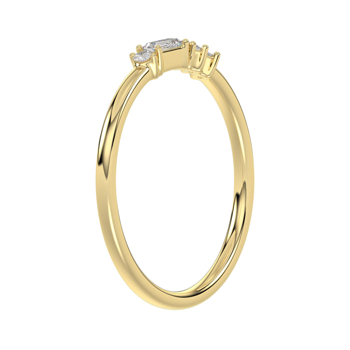 Ladies 10K Yellow Gold Diamond Fashion Ring 0.16 Ct Round & Baguette Diamond Jewelry
