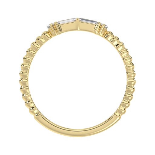 Ladies 10K Yellow Gold Diamond Fashion Ring 0.16 Ct Round & Baguette Diamond Jewelry