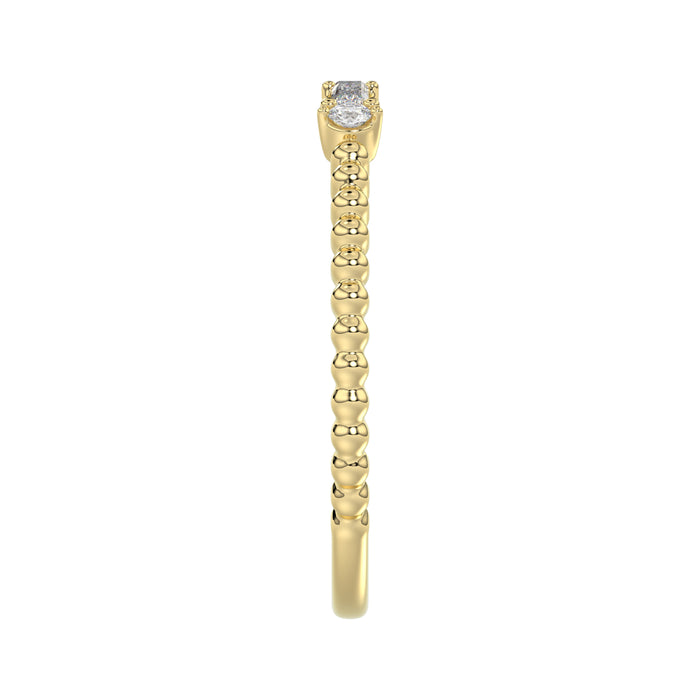 Ladies 10K Yellow Gold Diamond Fashion Ring 0.16 Ct Round & Baguette Diamond Jewelry