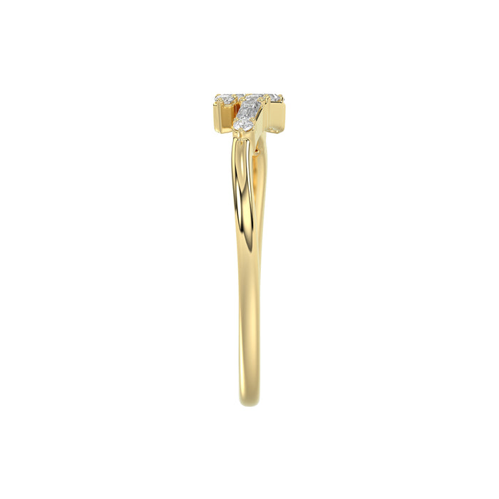Ladies 10K Yellow Gold Diamond Fashion Ring 0.15 Ct Round & Baguette Diamond Jewelry