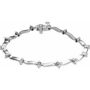 Ladies Natural Diamond Line Bracelet (I1, G-H) — 14K White Gold