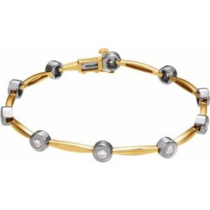 Ladies Natural Diamond Line 7 1/ Bracelet (I1, G-H) — 14K Yellow/White Gold