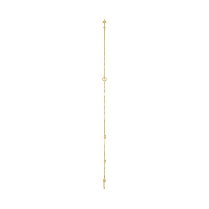 Stylish 10K Yellow Gold Ladies “H” Letter Necklace Featuring Round Ruby Diamonds And Pearl Accents. A Delicate And Personalized Fine Jewelry
