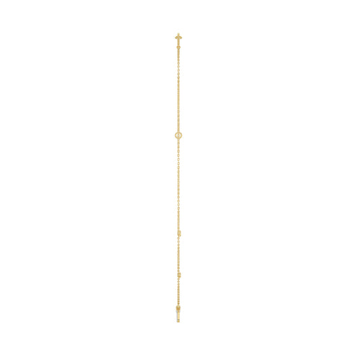 Stylish 10K Yellow Gold Ladies “H” Letter Necklace Featuring Round Ruby Diamonds And Pearl Accents. A Delicate And Personalized Fine Jewelry