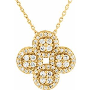 Ladies Natural Diamond Clover Necklace (I1, G-H) — 14K Yellow Gold