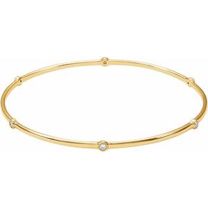 Ladies Natural Diamond Bezel-Set Bangle Bracelet (I1, H+) — 14K Yellow Gold