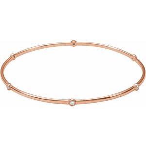 Ladies Natural Diamond Bezel-Set Bangle Bracelet (I1, H+) — 14K Rose Gold