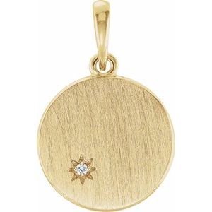 Ladies Natural Diamond Engravable Pendant (I1, G-H) — 14K Yellow Gold
