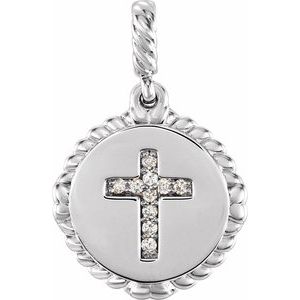 Ladies Natural Diamond Cross Rope Pendant (Si2-Si3, G-H) — Platinum