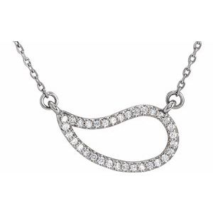 Ladies Natural Diamond Paisley Necklace (I1, G-H) — Sterling Silver