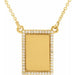 Ladies Natural Diamond Engravable Rectangle Necklace (I1, G-H) — 14K Yellow Gold
