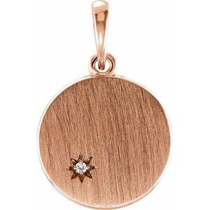 Ladies Natural Diamond Engravable Pendant (I1, G-H) — 14K Rose Gold